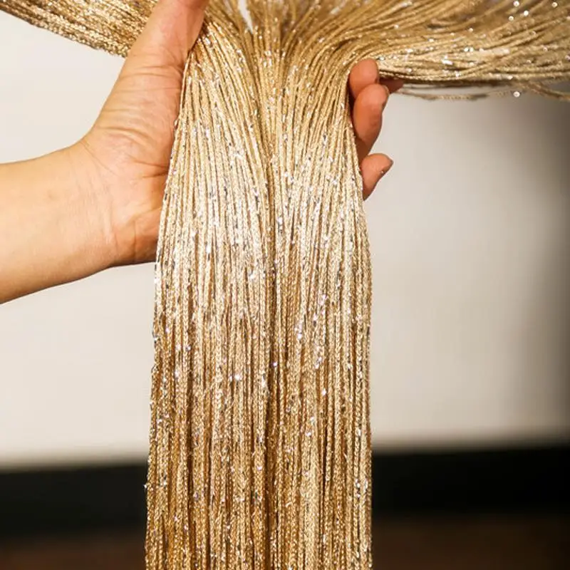 

Gold Tead Curtain Wedding Celebration Tassel Door Curtain Non-Twisting Partition Living Room Decorative Curtain