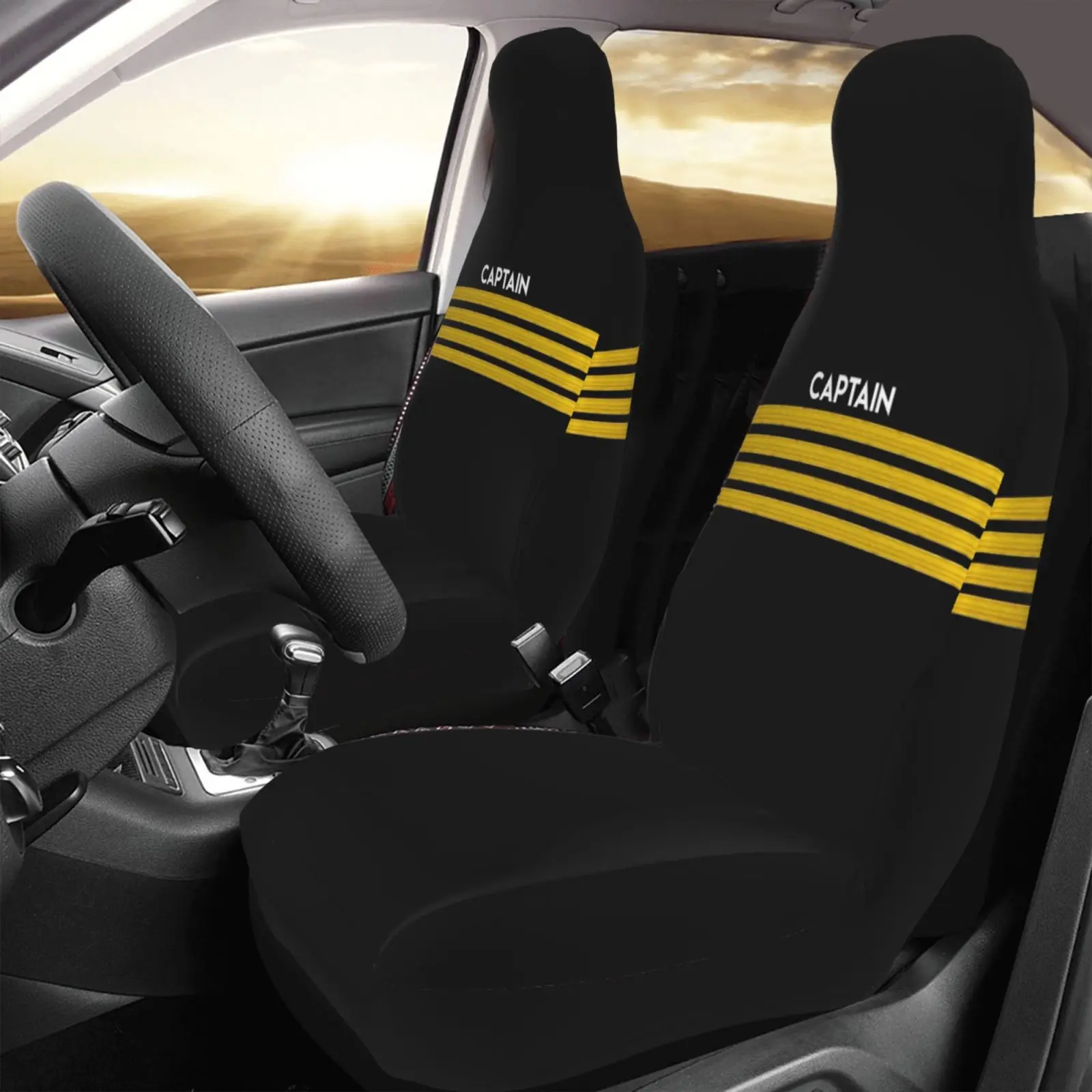 Pilot Captain Striped Printed Car Seat Cover Protection Kit - 2 Pieces - Car Seat Cover Protection - Comfortable and Anti-Slip