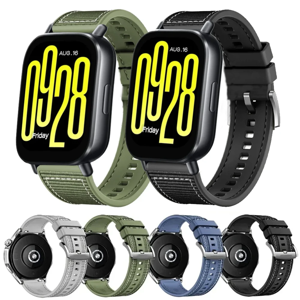 22mm Kompozit Silikon Kayış Redmi İzle 5 Aktif/Lite Naylon Örgülü Bilezik Band Huawei İzle 4/3/GT5-4-3-2 Pro 46mm Kemer