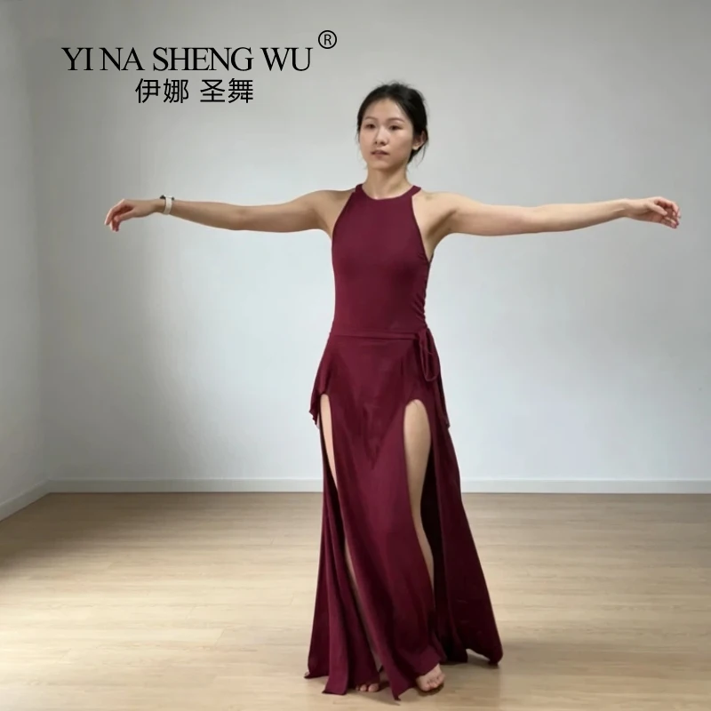 Belly Dance Costume 2026 New Deep V Bareback Dress Practice Oriental Dance Stage Performance Costume
