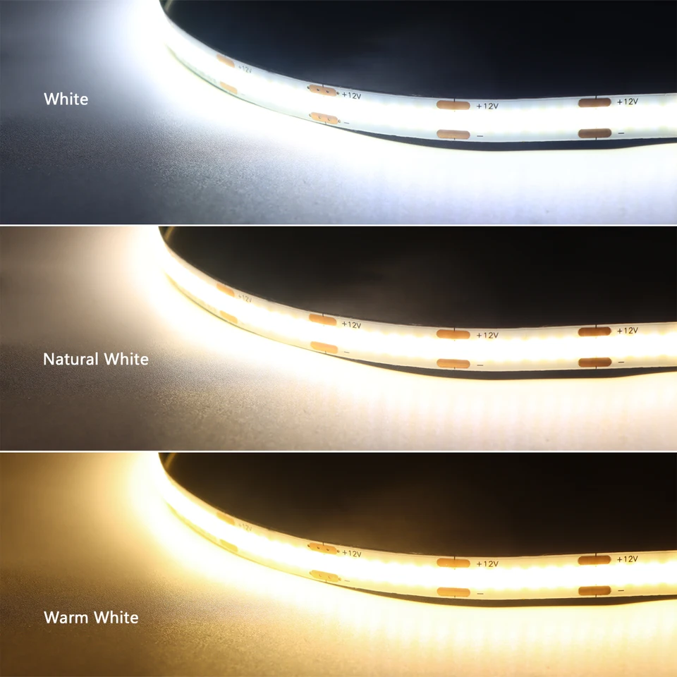 COB LED Strip Light Under Cabinet Collection Display Bookcase Wardrobe Closet Lamp Tape Penetrable Wood Dimmable Touch Sensor, image 5