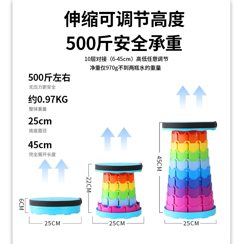 格納式スツール調節可能な格納式ポータブル屋外旅行釣り椅子家庭用プラスチック