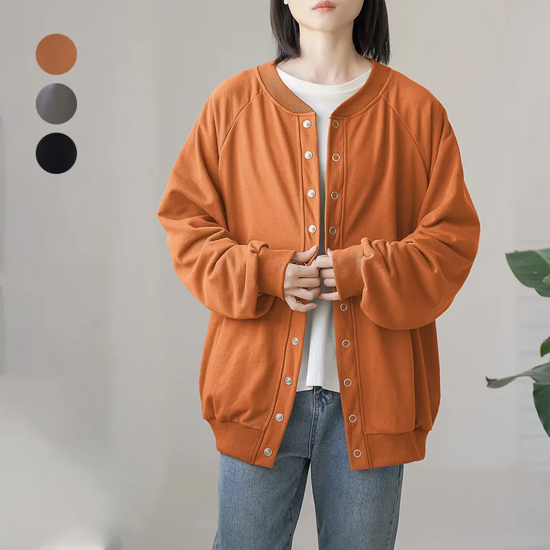 New Japanese And Korean Products: Spring And Autumn Thickened Women's Loose Oversized Mid-length Sweatshirt With Pockets