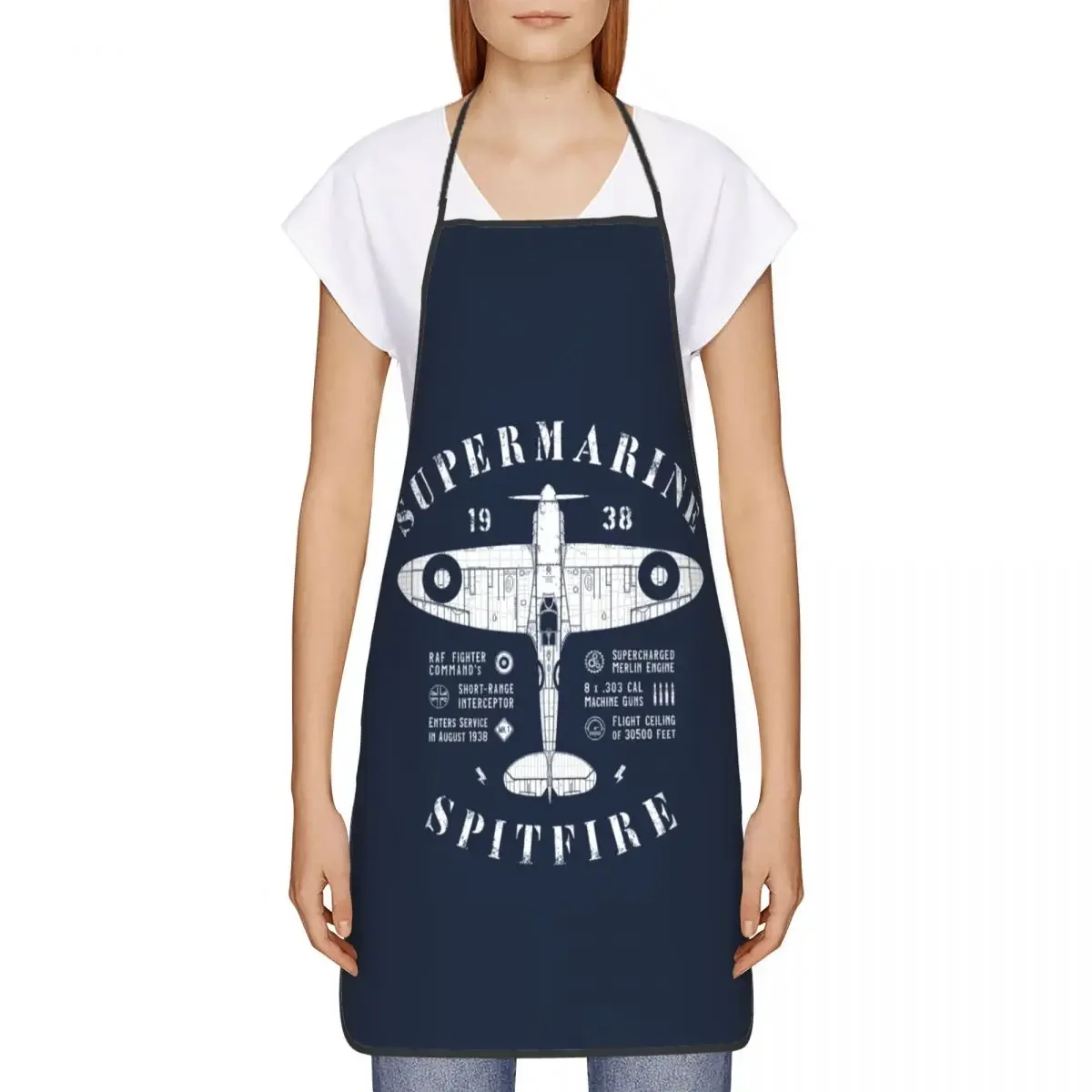 Unisex Supermarine Spitfire Kitchen Chef Cooking Baking Apron Men Women Fighter Plane Pilot Aircraft Airplane Tablier Cuisine