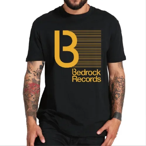 Bedrock Records Progressive House Music Record Label Mens T-Shirt Cotton