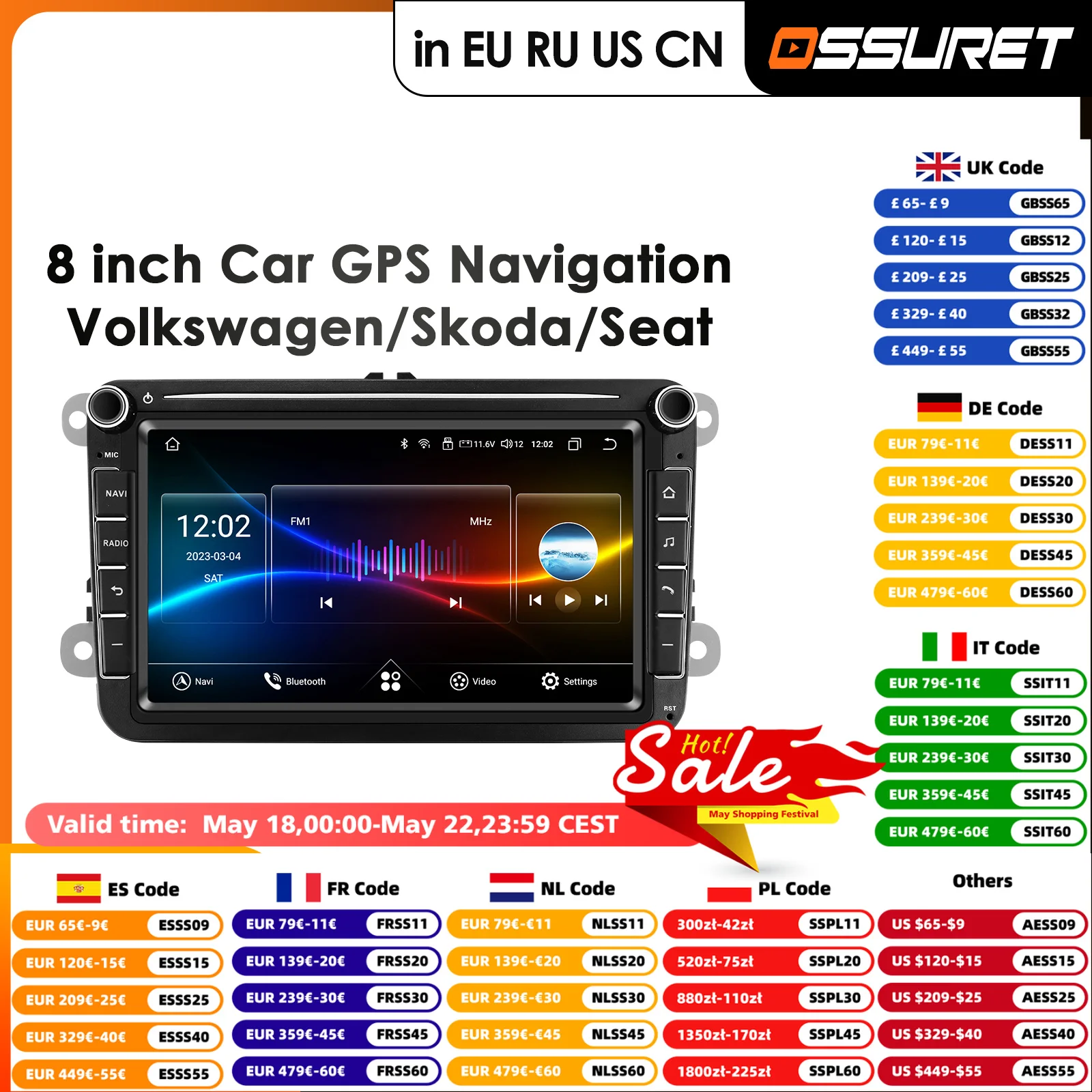 

8+128G 2 din Android 14 Car Radio GPS Multimedia Player For VW Volkswagen Golf Passat b7 b6 Skoda Seat Octavia Polo Tiguan Jetta