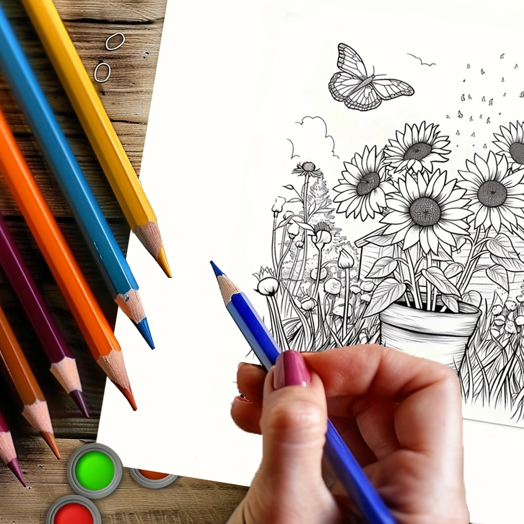 28-pagina's kleurboek in sprookjesbloemenstijl Kleurboek voor stressreductie voor volwassenen |   Kleurboek