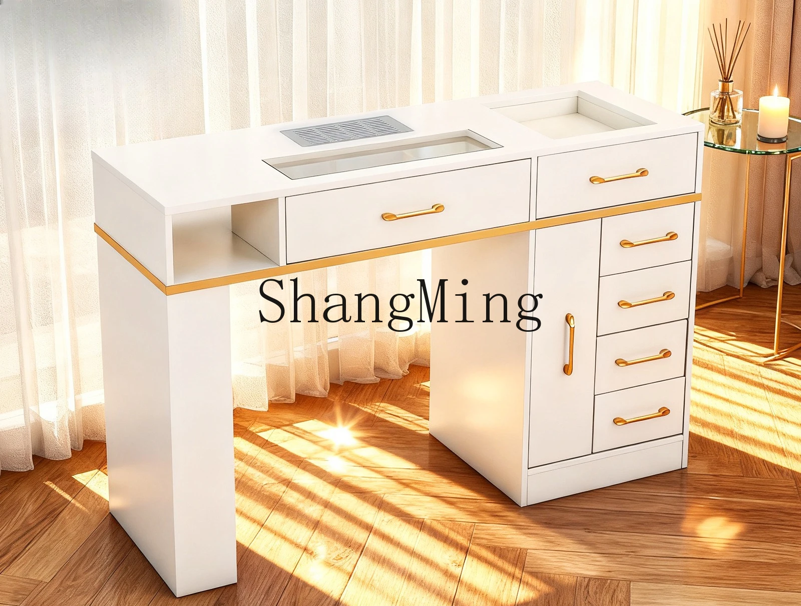 

FG simple manicure table, built-in manicure vacuum cleaner, multi-layer drawer partition storage manicure table