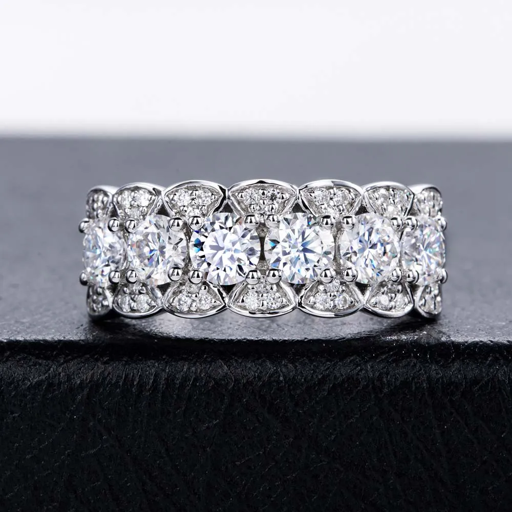 

MUXIFC Luxury Full Moissanite Wedding Rings for Women S925 Sterling Silver Engagement Band D VVS1 Diamond Finger Ring Certified