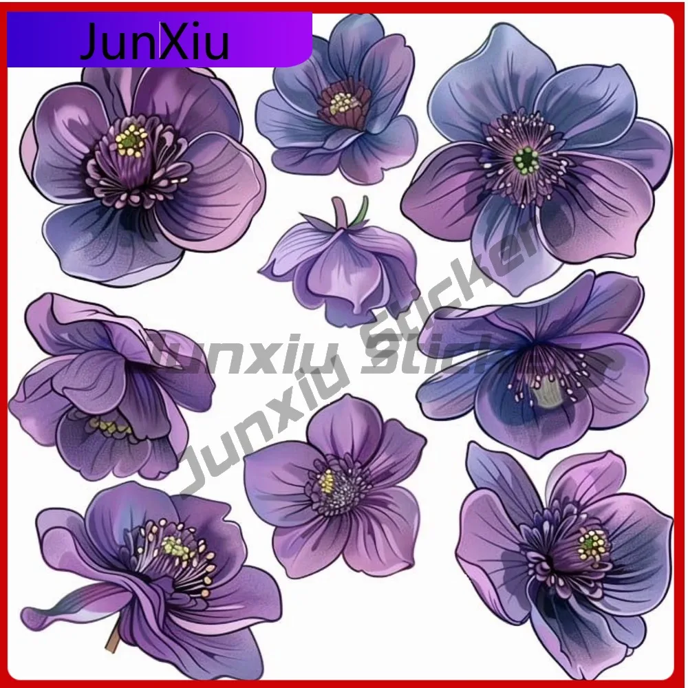 

Purple Hellebores Flower Sticker. Cool Car Laptop Window Bumper Waterproof Vinyl Decal Decoration Funny Aesthetic Unique