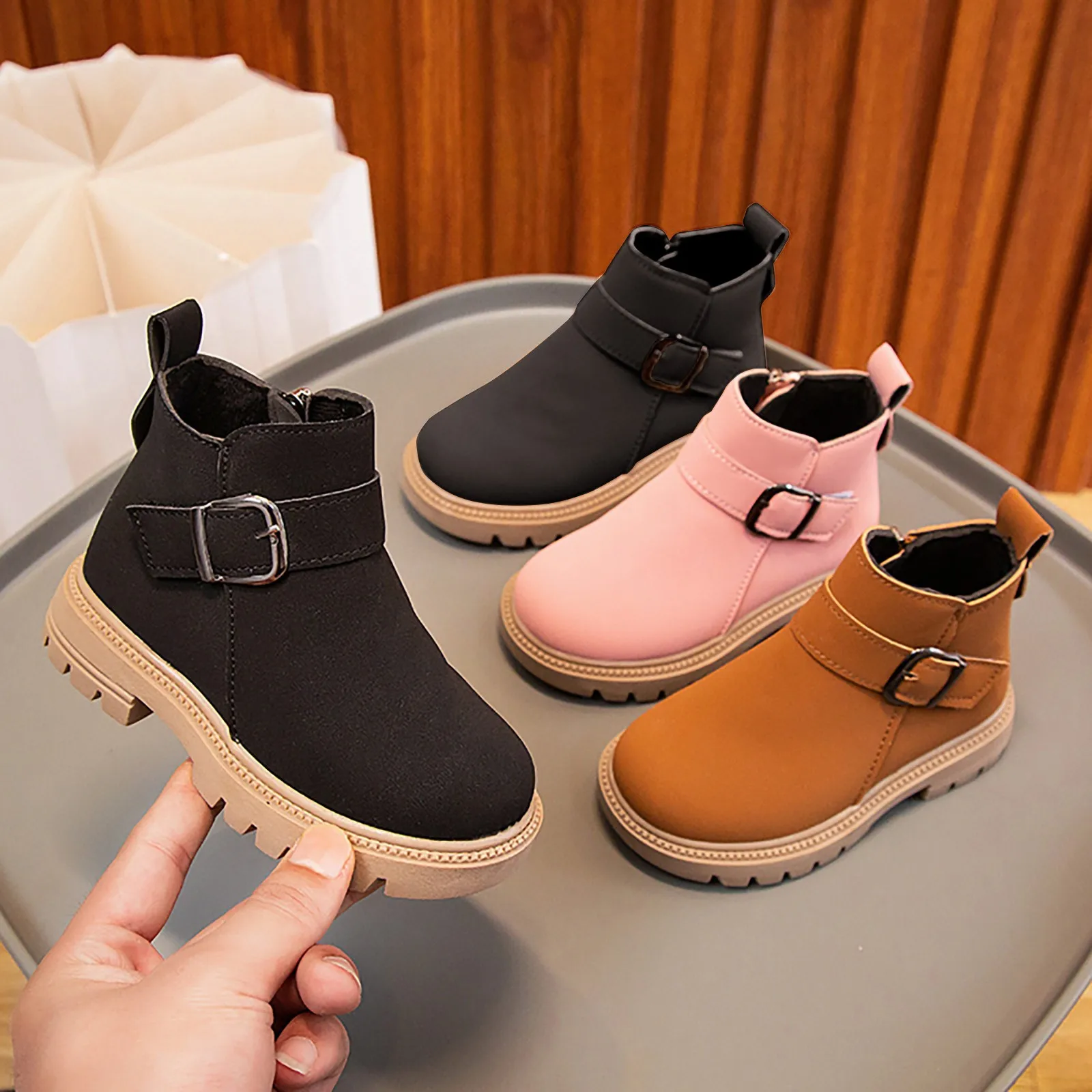 Winter Children Fashion Non-slip Casual Boots New Autumn Girls Ankle Boots Kids School Shoe PU Leather Boys Warm Shoes