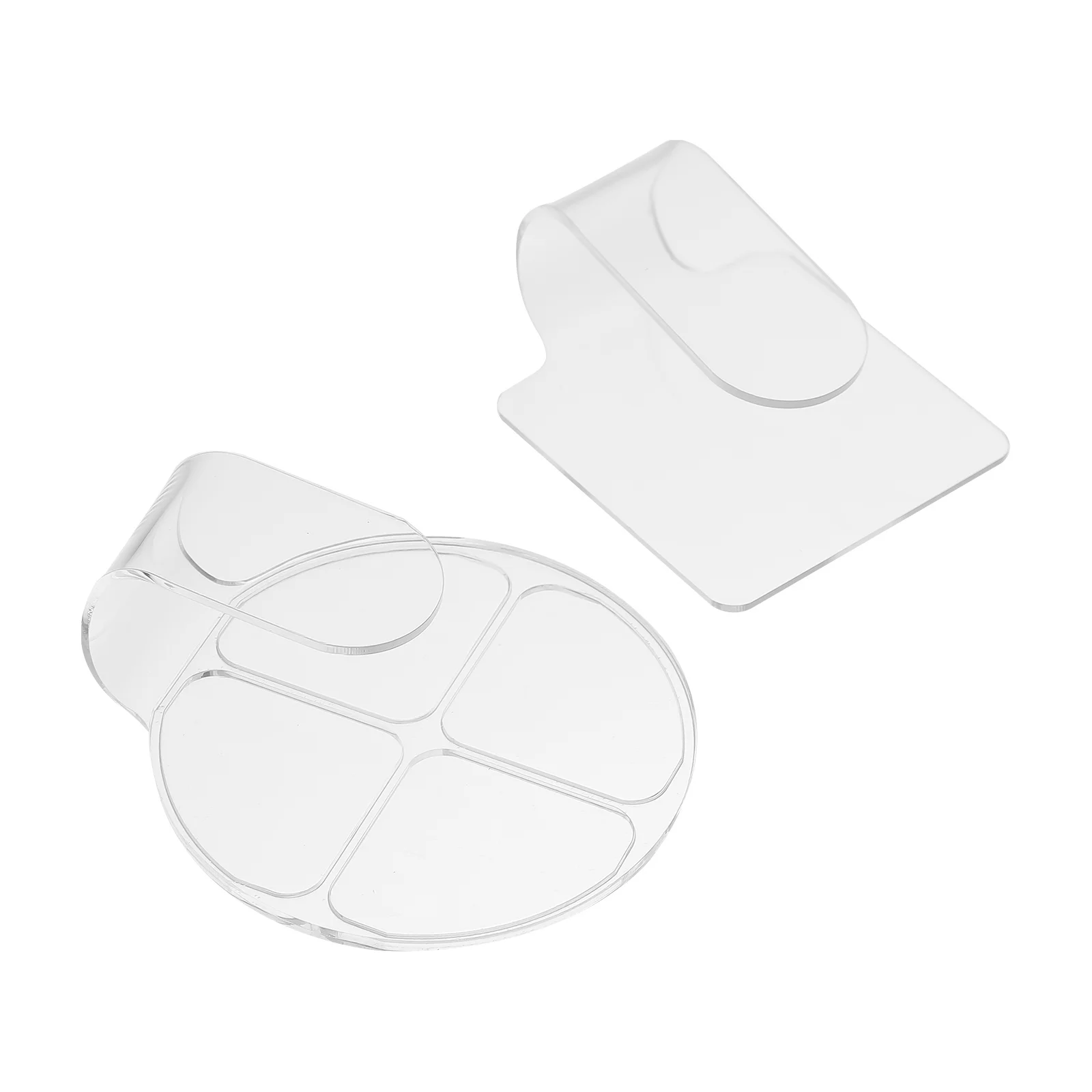 

2Pcs Clear Acrylic Makeup Palettes Handheld Color Mixing Plates for Beauty Application Salon Manicure Oil Paints Gouache Tools