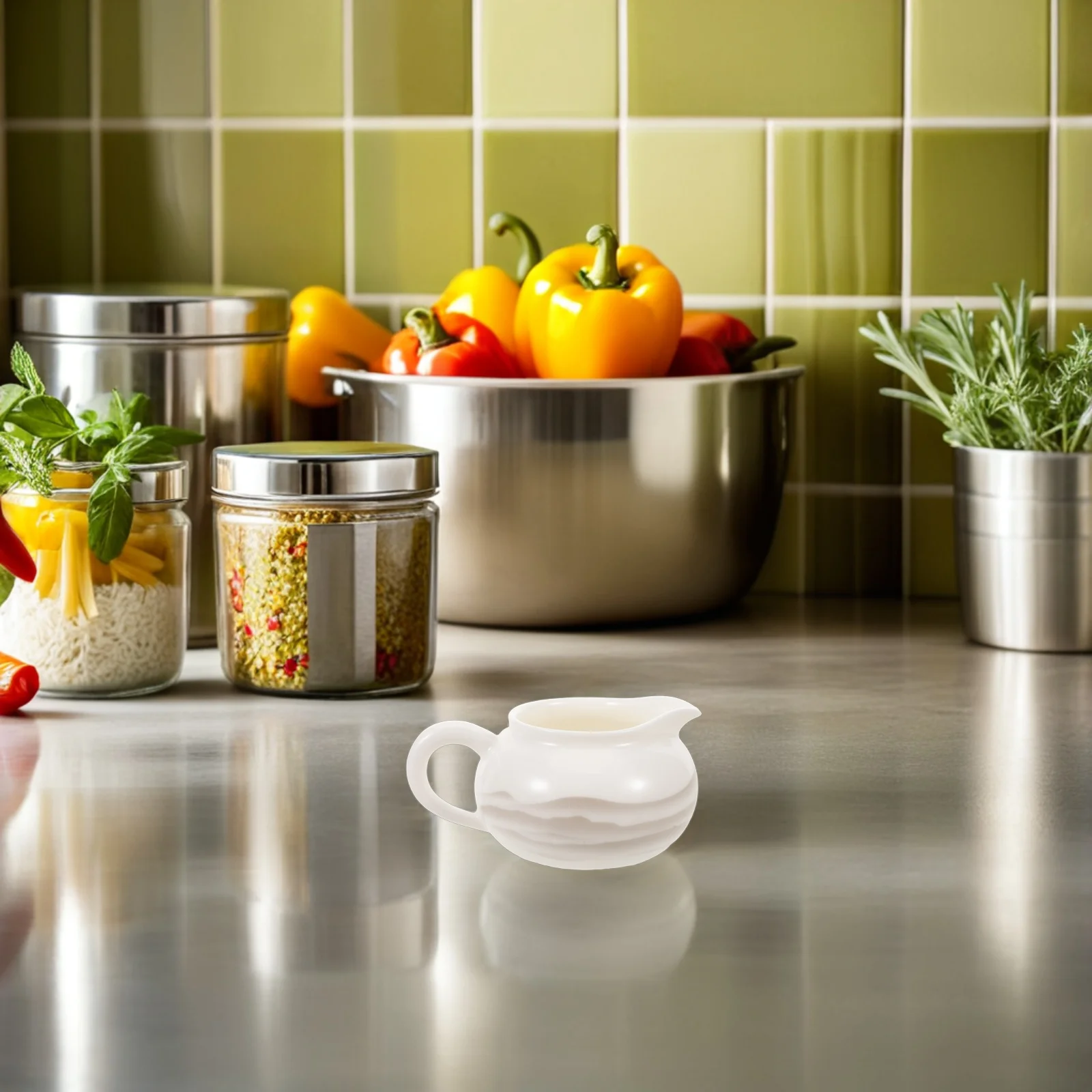 

Ceramic Creamer Pitcher Small White Porcelain Milk Jug Tea Coffee Syrup Pourer Salad Dressing Container Kitchen Beverage Pitcher