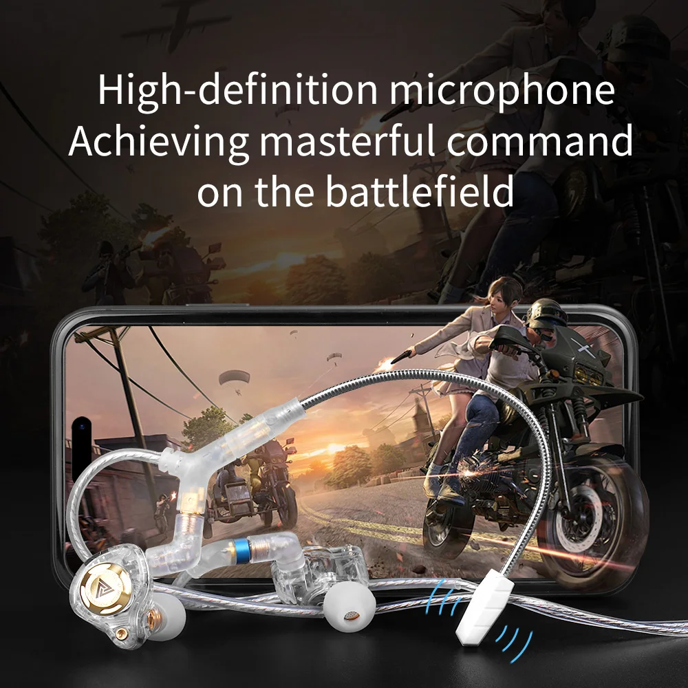 QKZ Q7-MAX Cuivre sans oxygène avec câble de mise à niveau plaqué argent et microphone né pour les jeux