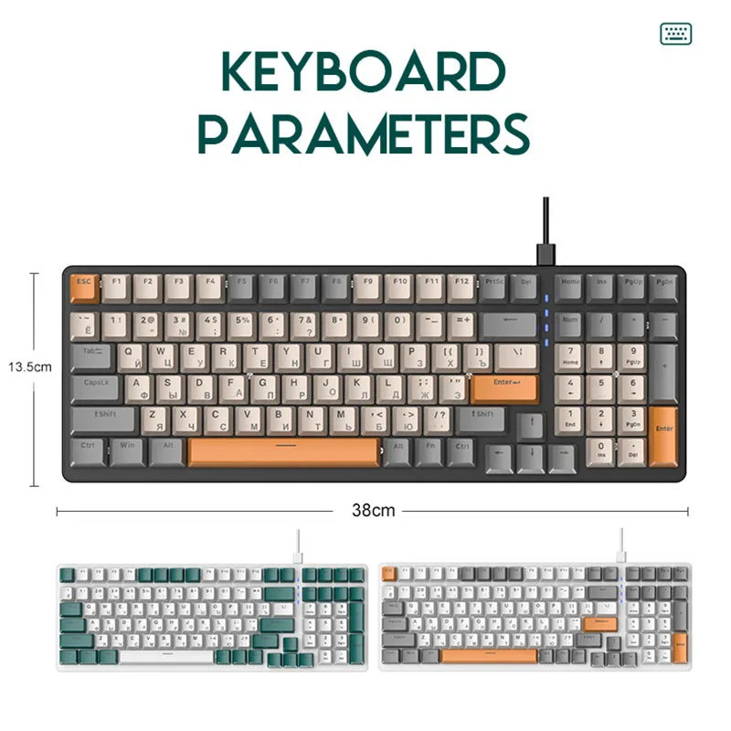 Imagem -04 - Teclado Mecânico k3 com Luz Rgb 100 Teclas tipo c com Fio Luminoso Russo Russo Acessórios de Computador