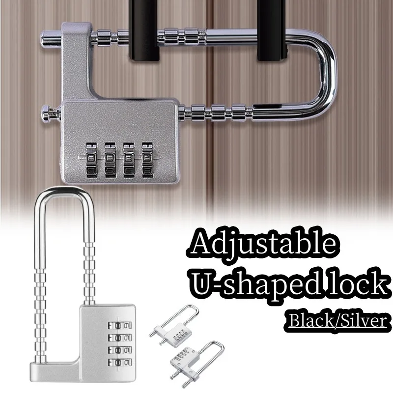 Adjustable U Shaped Lock Extended Padlock File Cabinet Wardrobe Door Handle Combination Lock New Anti Theft Password Lock