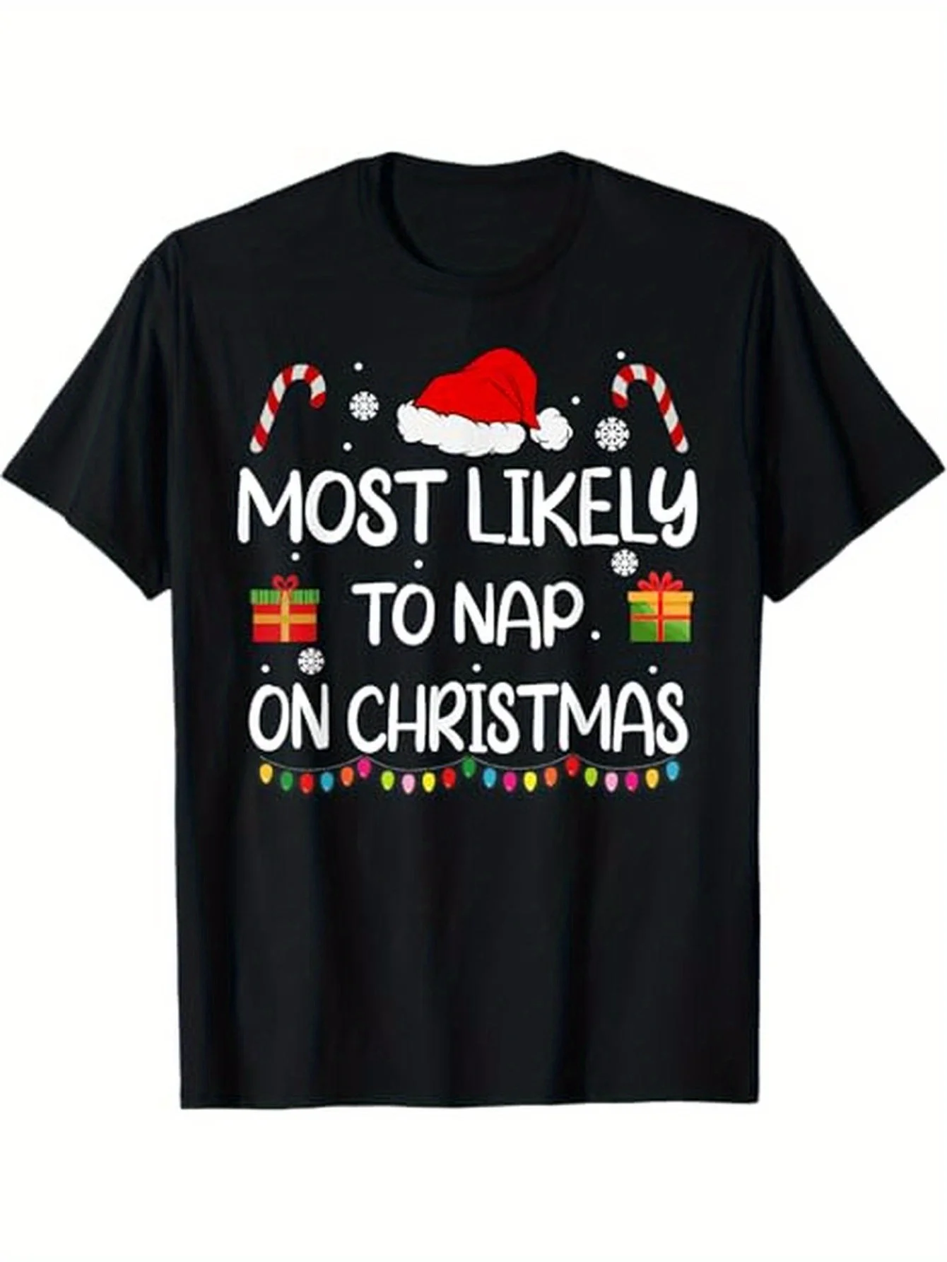 

Most Likely To Nap On Christmas Family Funny Matching Theme Men Women T Shirt, 100% Cotton, for Family Time, S XXXL, Black