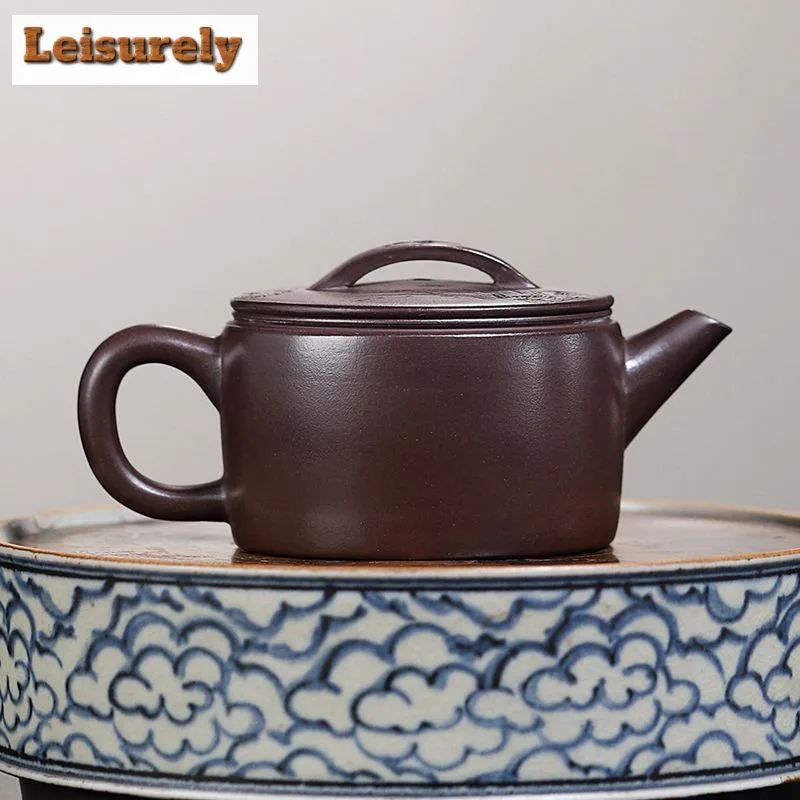 190ml Handmade Yixing Purple Clay Teapots Handmade Large Caliber Pot Raw Ore Purple Mud Kettle Chinese Zisha Teaset Cha Supplies