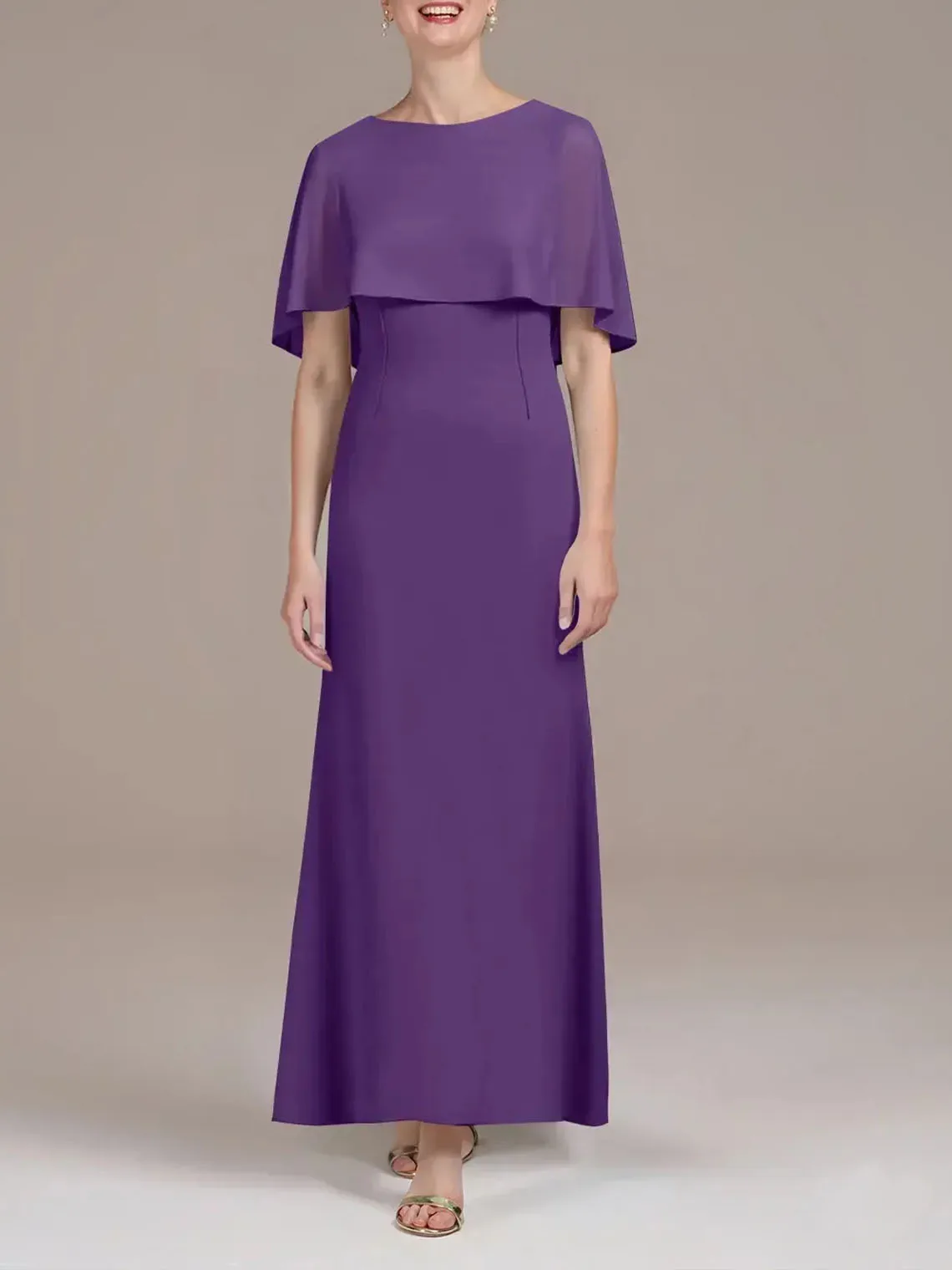 

Elegant Chiffon Ankle Length Mermaid Mother of the Bride Dress Bateau Neckline and Butterfly Sleeves Ruffle 2025 free customized