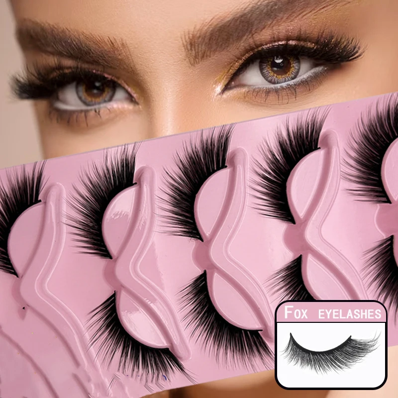 5 أزواج من الرموش الصناعية الطويلة والسميكة لإنشاء مكياج رقيق يبدو رموش صناعية قابلة لإعادة الاستخدام