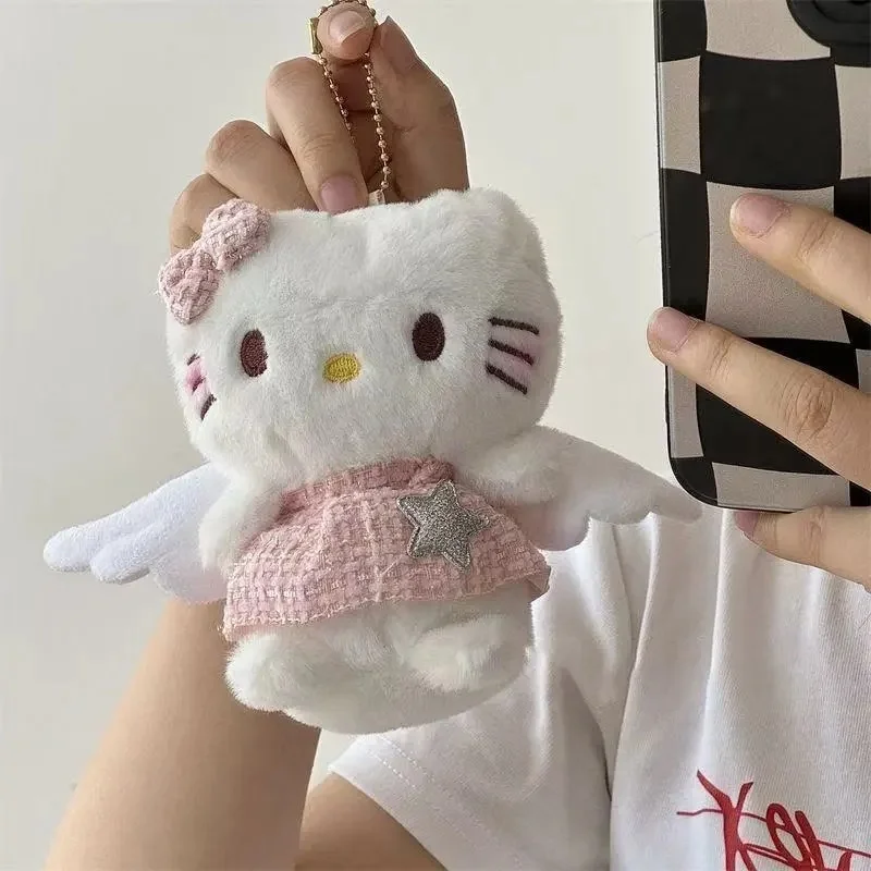 Süßes Hello Kitty Rosa Kleid Engel Gefüllte Plüschpuppe Spielzeug Tasche Anhänger Dekoration Schlüsselanhänger Modeaccessoires Mädchen Überraschungsgeschenk