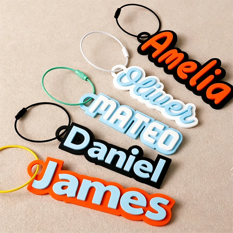 Custom Name Keychain Personalized Letter Keyring Customized Text Base Color Bag Pendant Backpack Accessories Tag Gift Wholesale