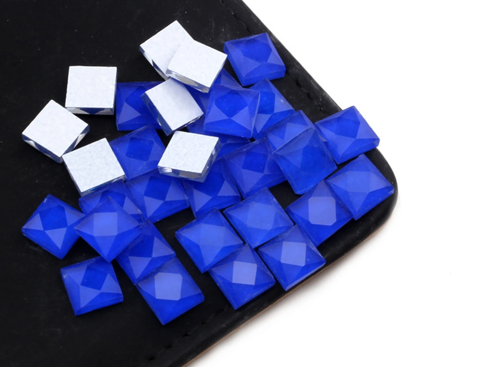 100 Jelly Color Faceted Square Flatback Glass Rhinestone Cabochon Gems 10X10mm