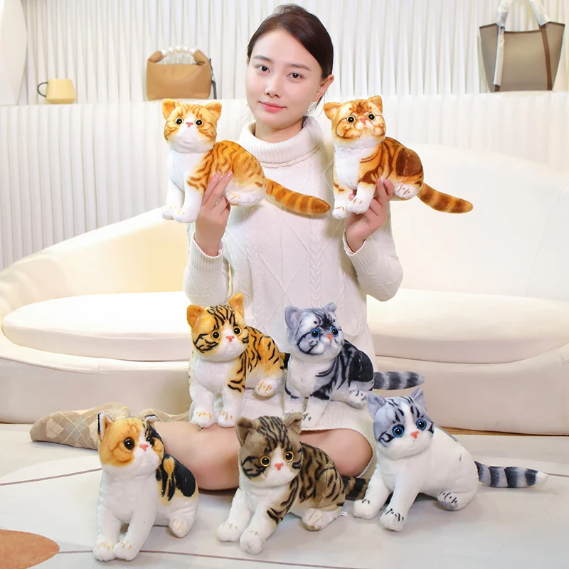 Lifelike Stuffed Cats Plush Toy Simulation American Shorthair Cute Cat Doll Pet Pillow Real life Home Decor Birthday Gift