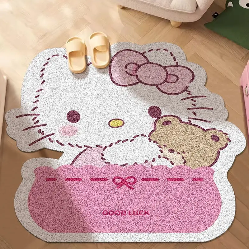

Hello Kitty Cute Girl Style Home Door Mat Trimmable Silk Hoop Foot Mat Rubbing Soil When Entering Door Entrance Floor Mat