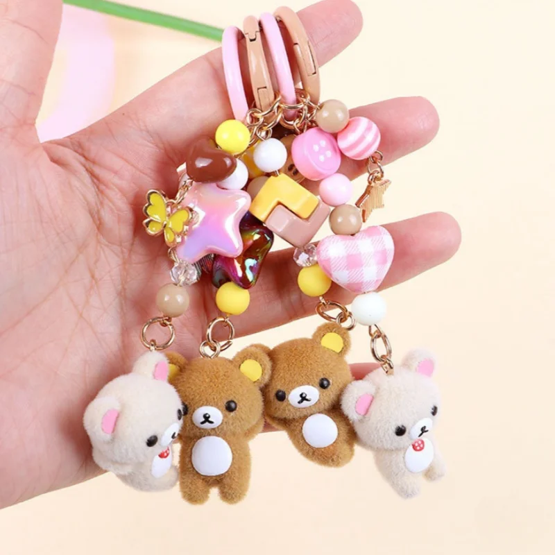 

Cute Rilakkuma Fluffy Keychain Small Mini Model Doll Toy Backpack Bag Keychain Cute Fashion Decoration Doll Toy