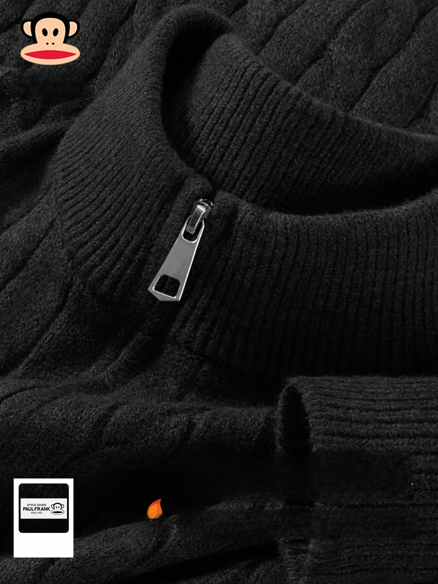 

Men's Bla Double Zipper Sweater American Sle Winter Warm Knitted Cardigan Casual Loose Fit Faionable