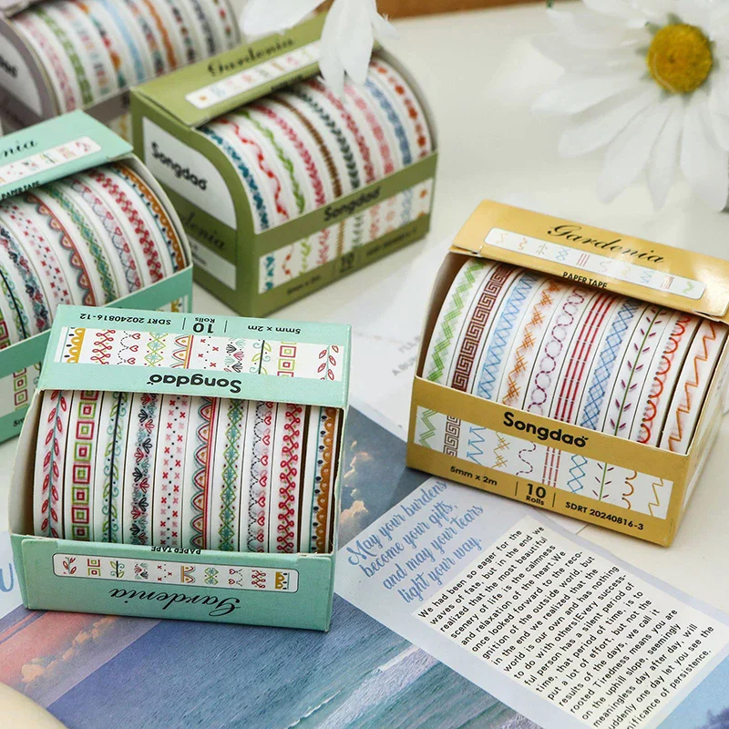 

10 рулонов тонкой базовой ленты васи, принадлежности для скрапбукинга, набор лент васи, Радуга, Cinta Adhesiva, декоративные ленты для дневника, васи