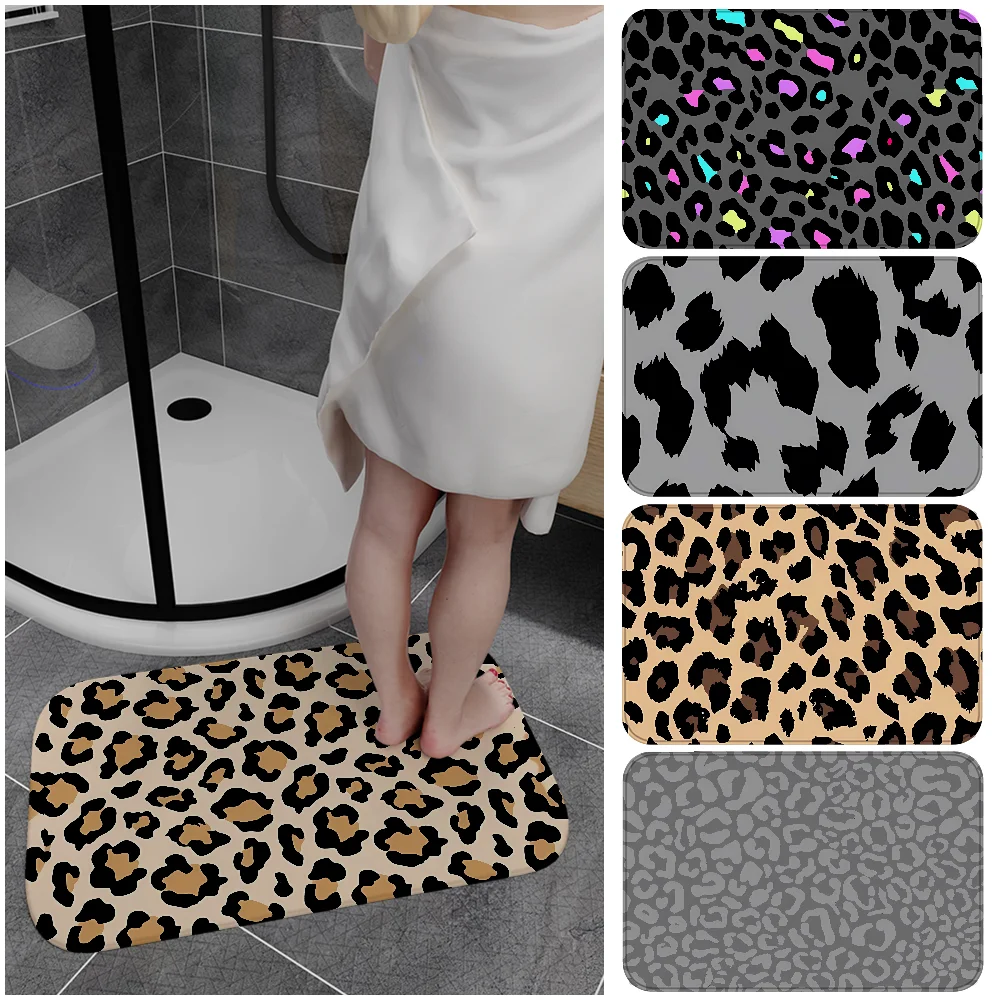 Luxury Leopard Floor Mat Entrance Door Mat Washable Non-Slip Living Room Sofa Chairs Area Mat Kitchen Welcome Doormat