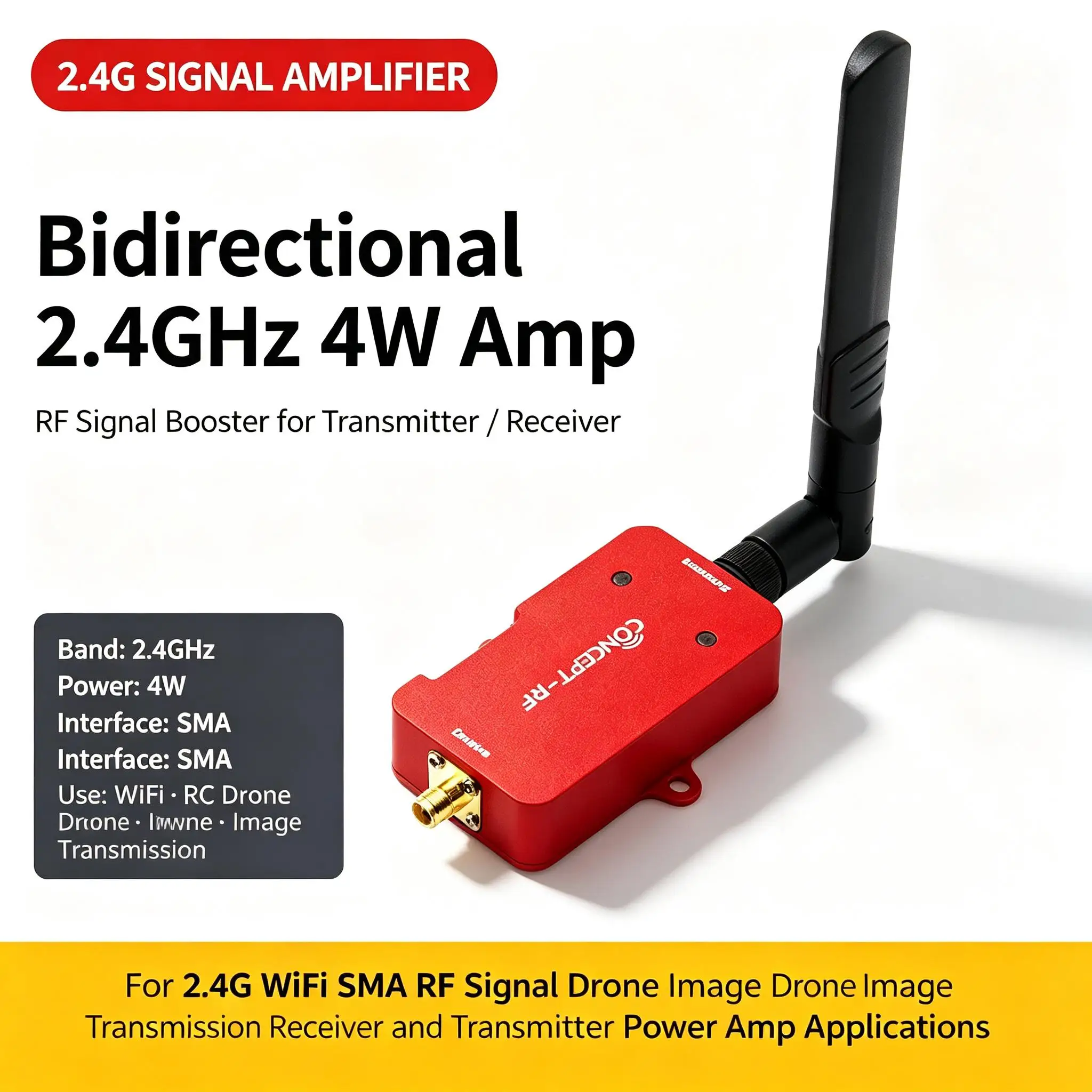 DYKB 2.4GHz 4W Bidirectional RF Power Amp SMA WiFi Signal Booster Range Extender 36dBm 802.11b/g/n FPV Drone RC Transceiver