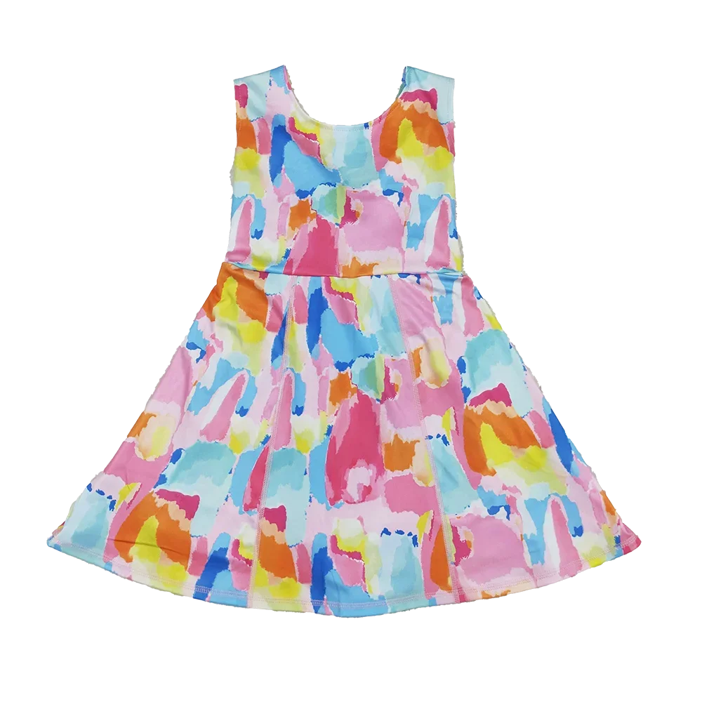 

Baby Dresses Baby Girls Sleeveless Watercolor Yoga Short Knee Length Dresses