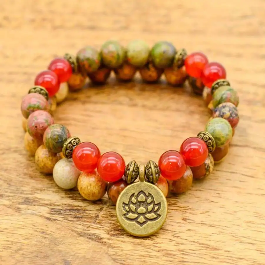 2pcs Handmade natural stone bead bracelet set ,men's cuff button bracelet,Ramadan prayer bead,women's meditation,holiday gift