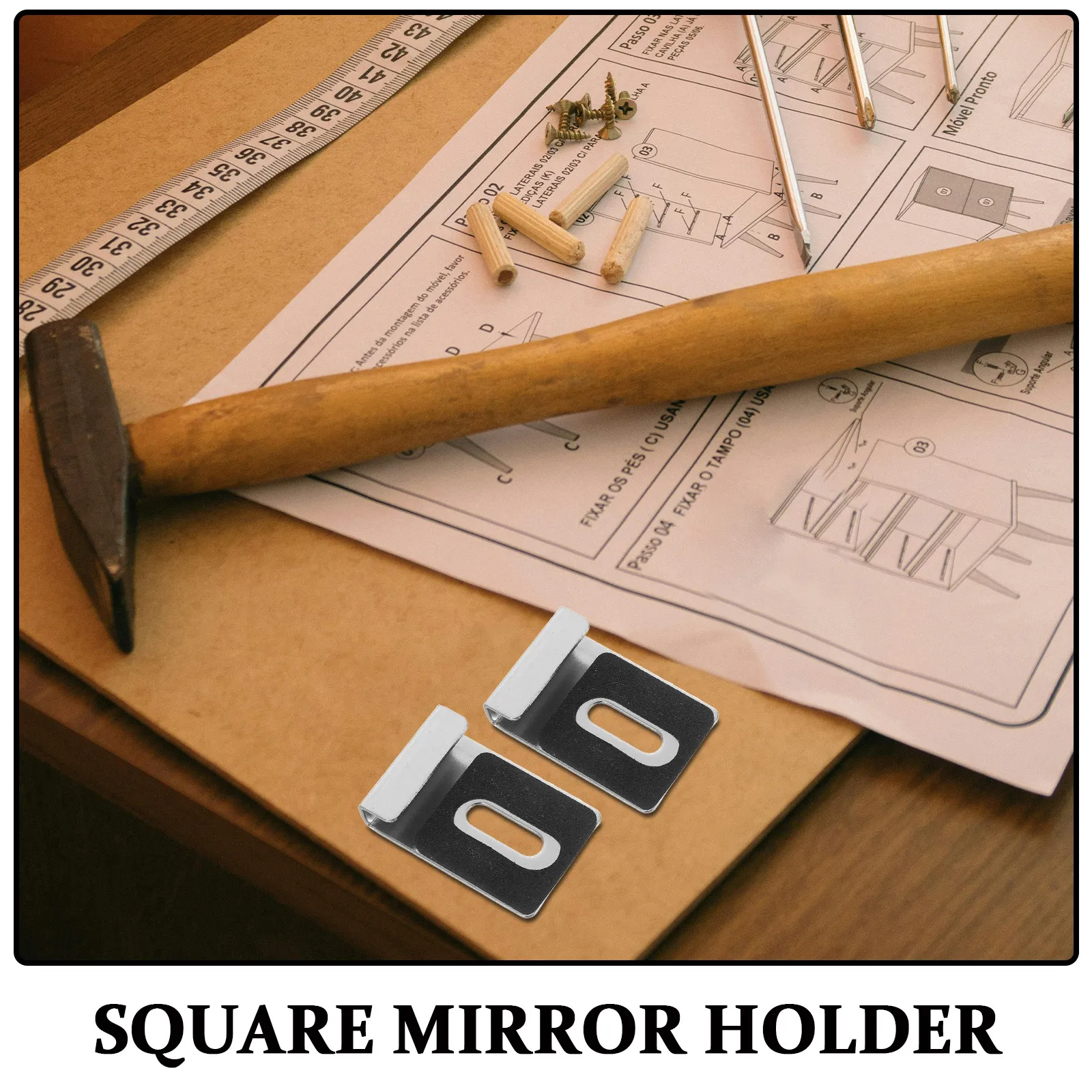 4Set 304 Stainless Steel Mirror Clips Square Design Bathroom Glass Mirror Holder Wall Mounting Brackets for Humid Environments