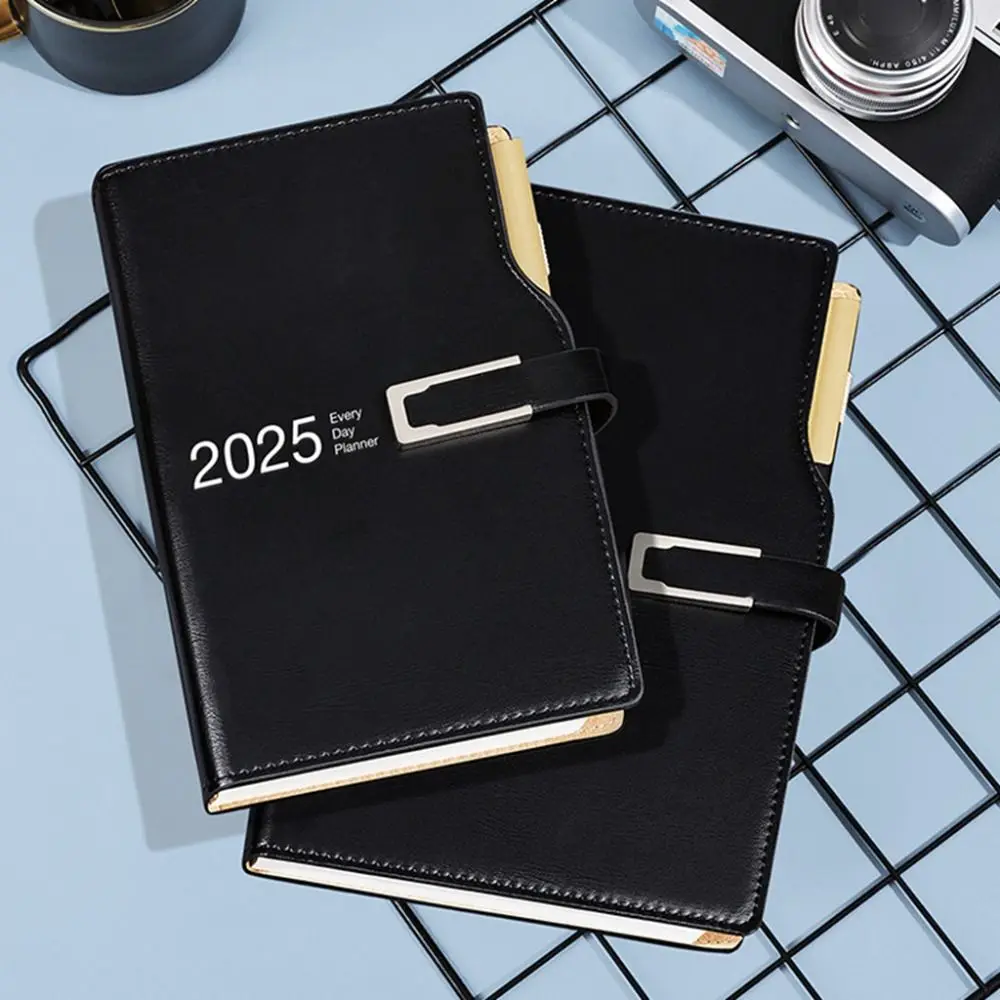 A5/A6 2025 Agenda Planner Notebook 176 Pages Magnetic Buckle 2025 Journal Notebooks Portable Paper 365 Days Notepad