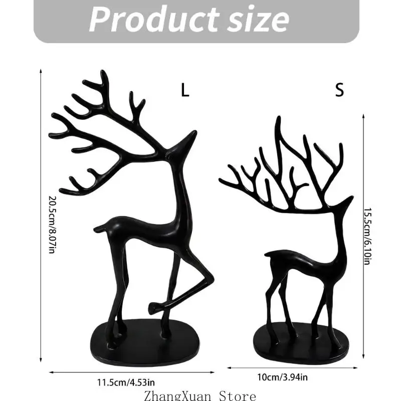 Rentier-Figuren, Hirsch-Skulptur mit Präsentationssockel für weihnachtliche Raumgestaltung, 3 x – Detail 6
