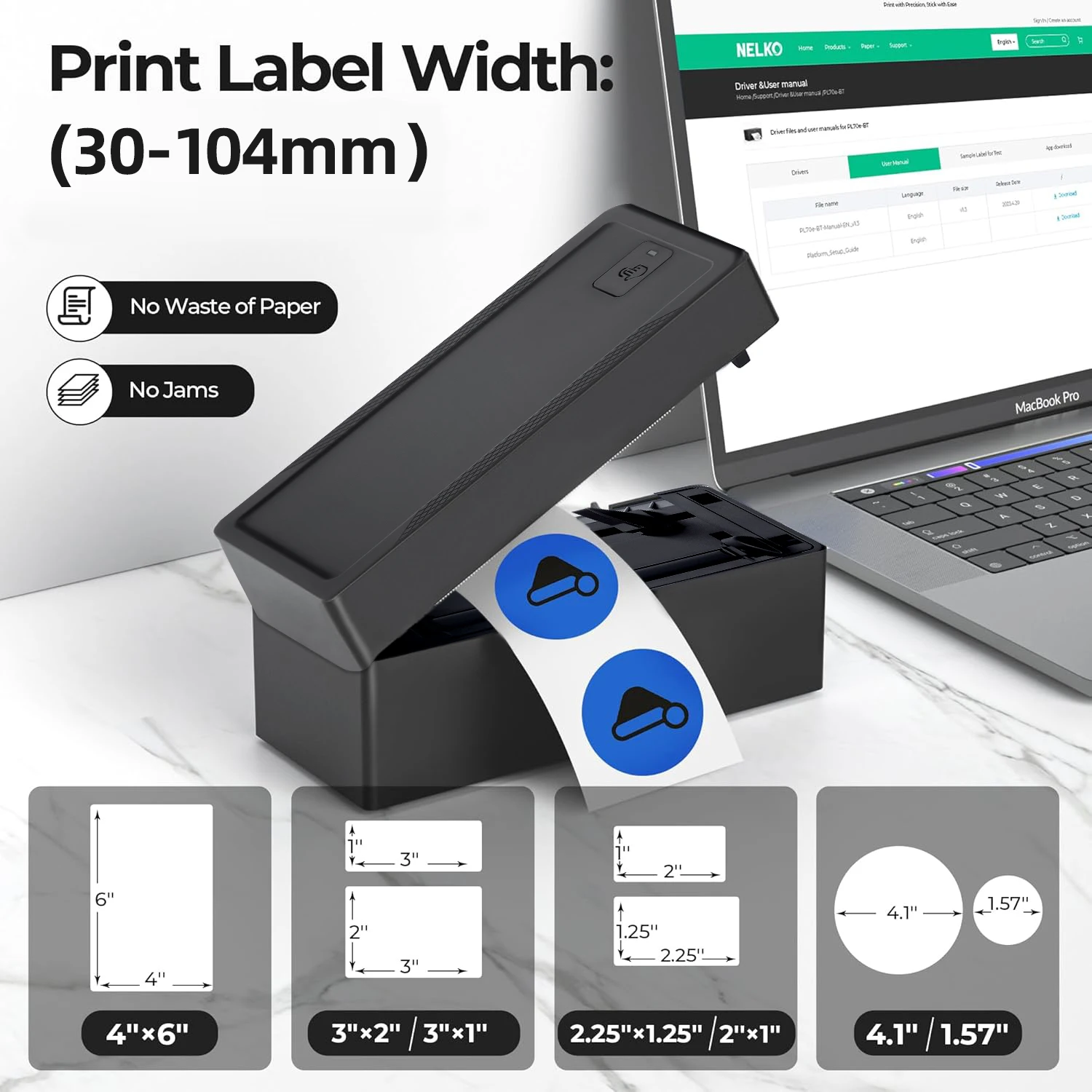 Bluetooth Mini Thermal Shipping Label Printer 4x6 Thermal Address Label Printer for Small Business Work with EBay Shopify UPS