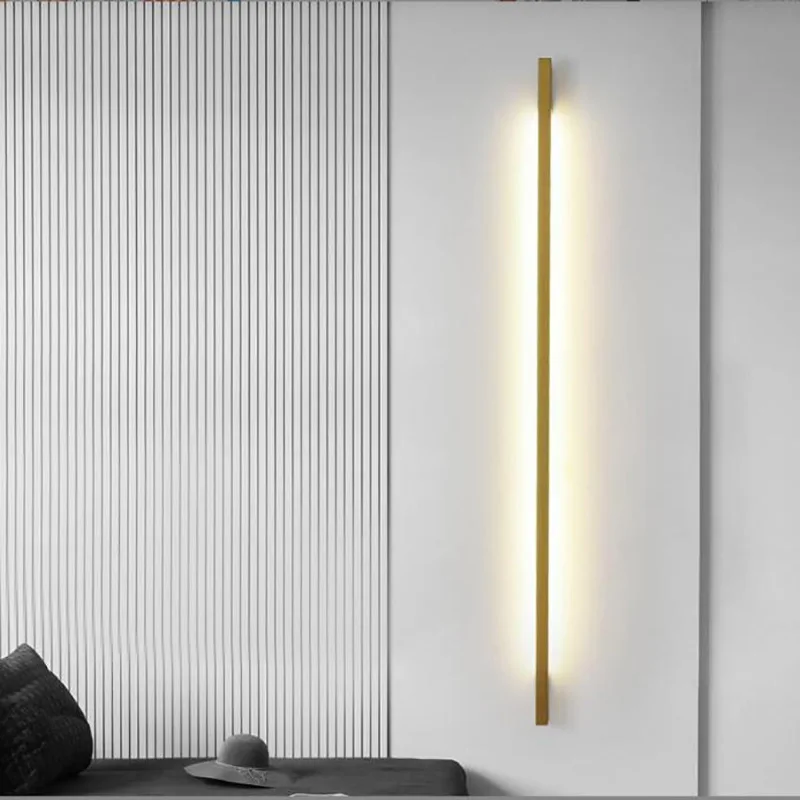 Imagem -03 - Tubo Linear Simples Moderno Lâmpada de Parede Led até Baixo Fundo Oposto Luz de Parede Led Foyer Cabeceira Corredor Ouro Preto Led Sconce