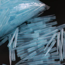 500pcs/bag School Laboratory Science Textbook Blue Transparent 1000UL/1ml Laboratory Liquid Pipette Pipette Tips