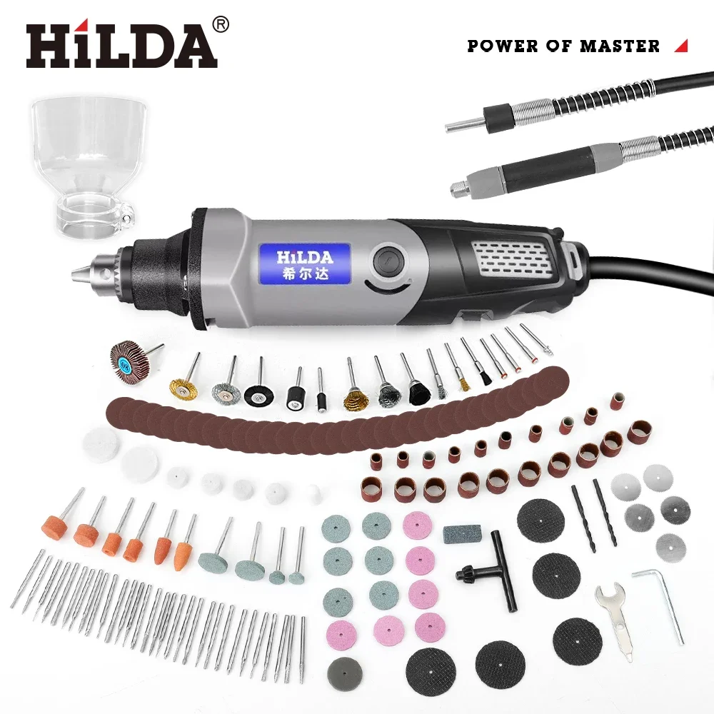 HILDA 400W outil rotatif 6 positions outils de meulage Mini perceuse meuleuse électrique outils électriques vitesse Variable Mini rectifieuse
