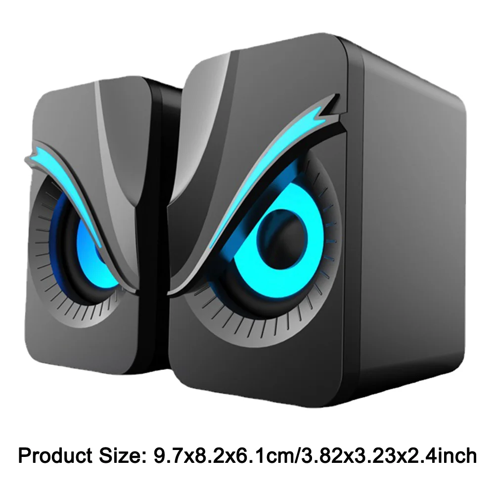 Computer Speakers with RGB Lights Mini Desktop Speaker Wired Volume Control Subwoofer Speaker for PC Computer Laptop