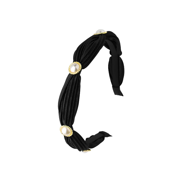 Black Hairband for Girls and Women Hair Bands With Artificial Pearls High Quality Hair Accessories Thin Hair Hoops