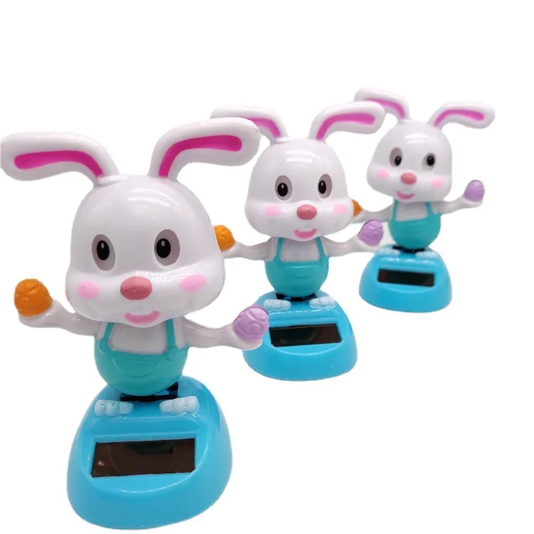 Cartoon Cute Ice Cream Rabbit Swinging Doll Solar Car Ornament Creative Car Interior Decoration Children's Solar Toys