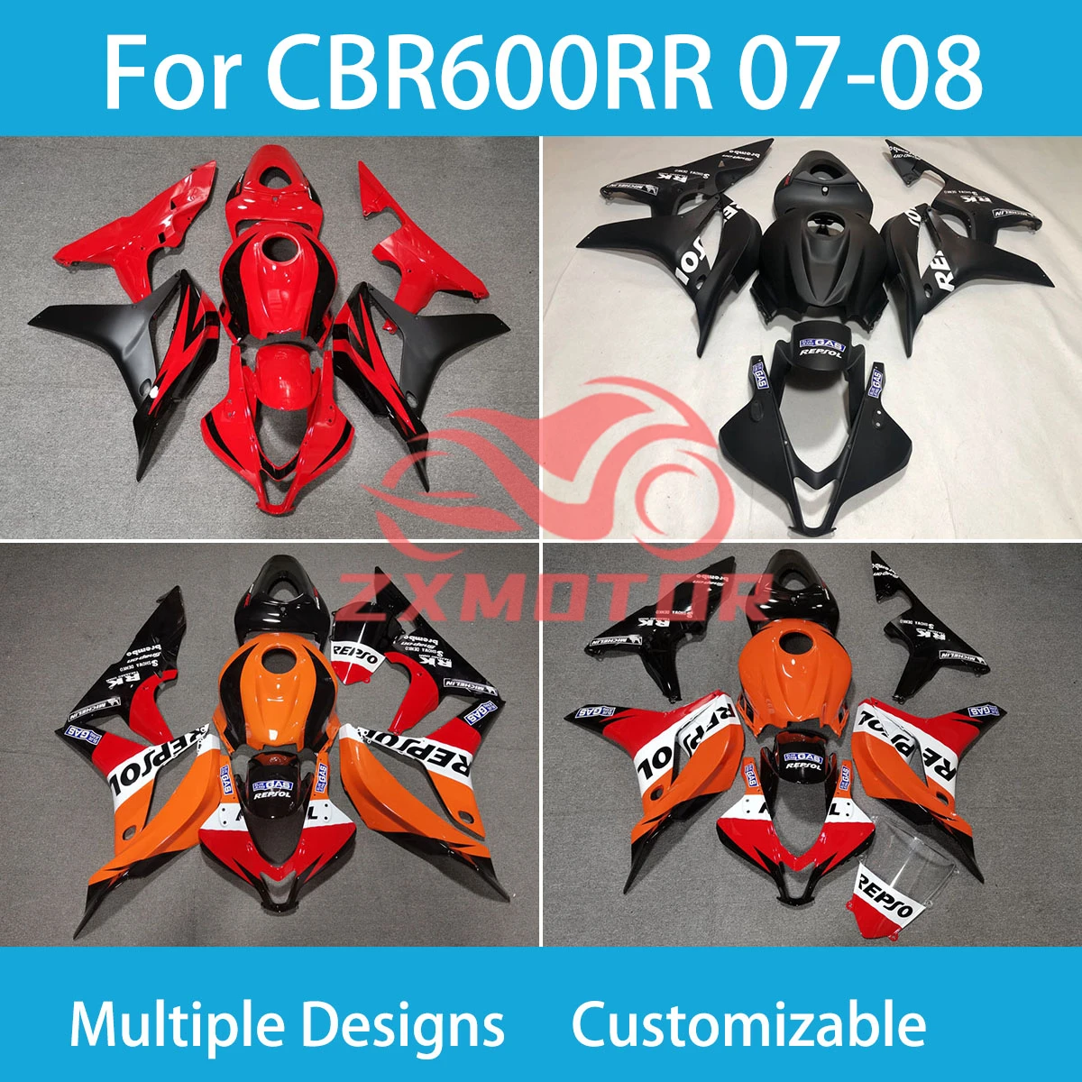 Fairings Motor CBR 600 RR 07 08 Motorcycle Complete Body Plastic Fairing Kit Cover for Honda CBR 600RR 2007 2008