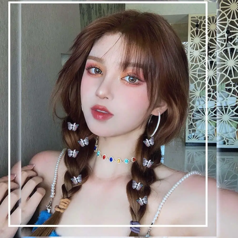 لون الأطفال تصميم الأزياء فراشة صغيرة الجانب كليب مشبك شعر شفاف النساء إكسسوارات الشعر مشبك شعر النمط الكوري #6