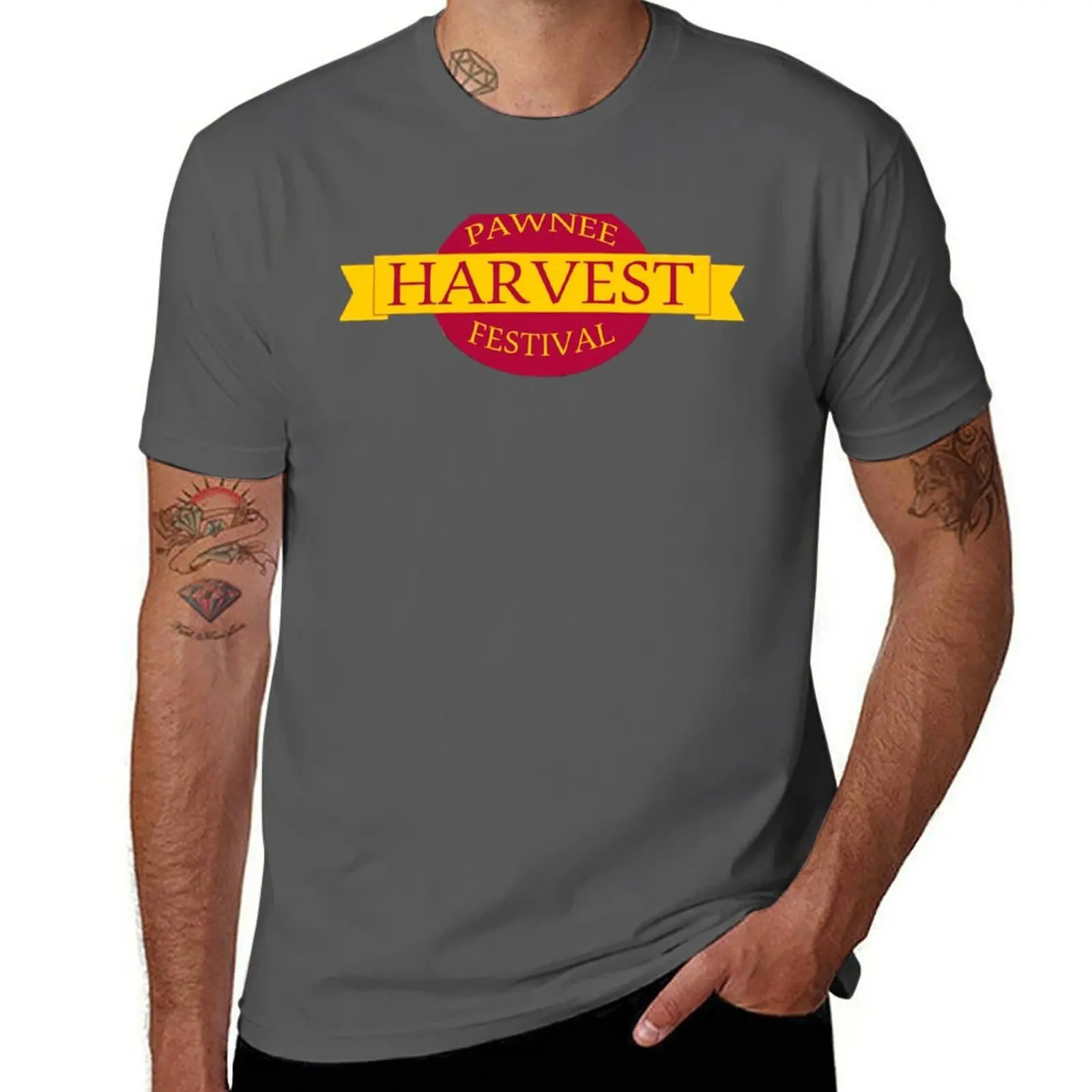Pawnee Harvest Festival logo T-Shirt Work Wear Short Sleeve T-Shirt