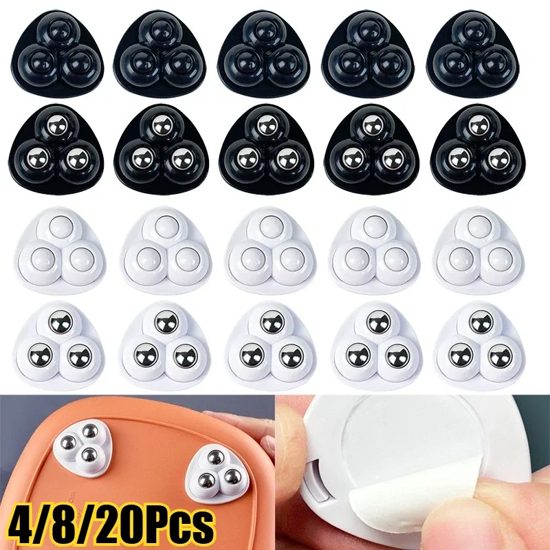 4Pcs Self Adhesive Universal Caster Wheels No Noise Rotating Pulley for Trash Can Kitchen Appliance Furniture Easy Move Decor
